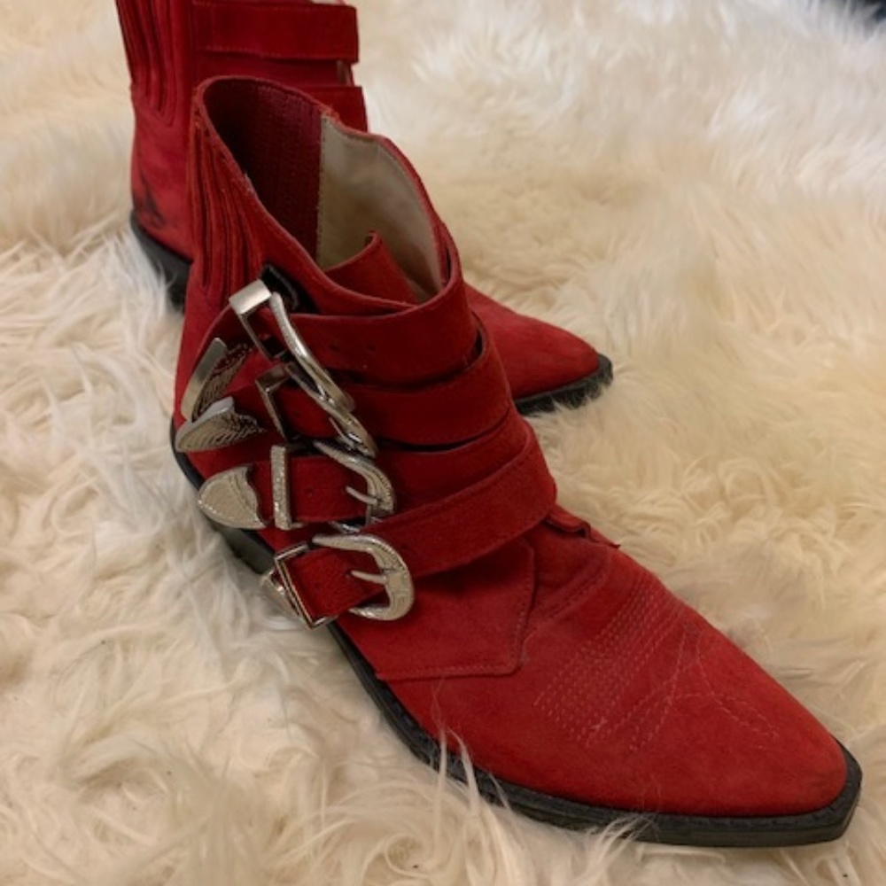 TOGA Pulla Ankle Boots - Red Suede 35